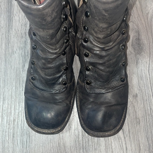 A S 98  Brown Square Toed Twin Brown Spat Front Button Design Boots EUC - Picture 13 of 13